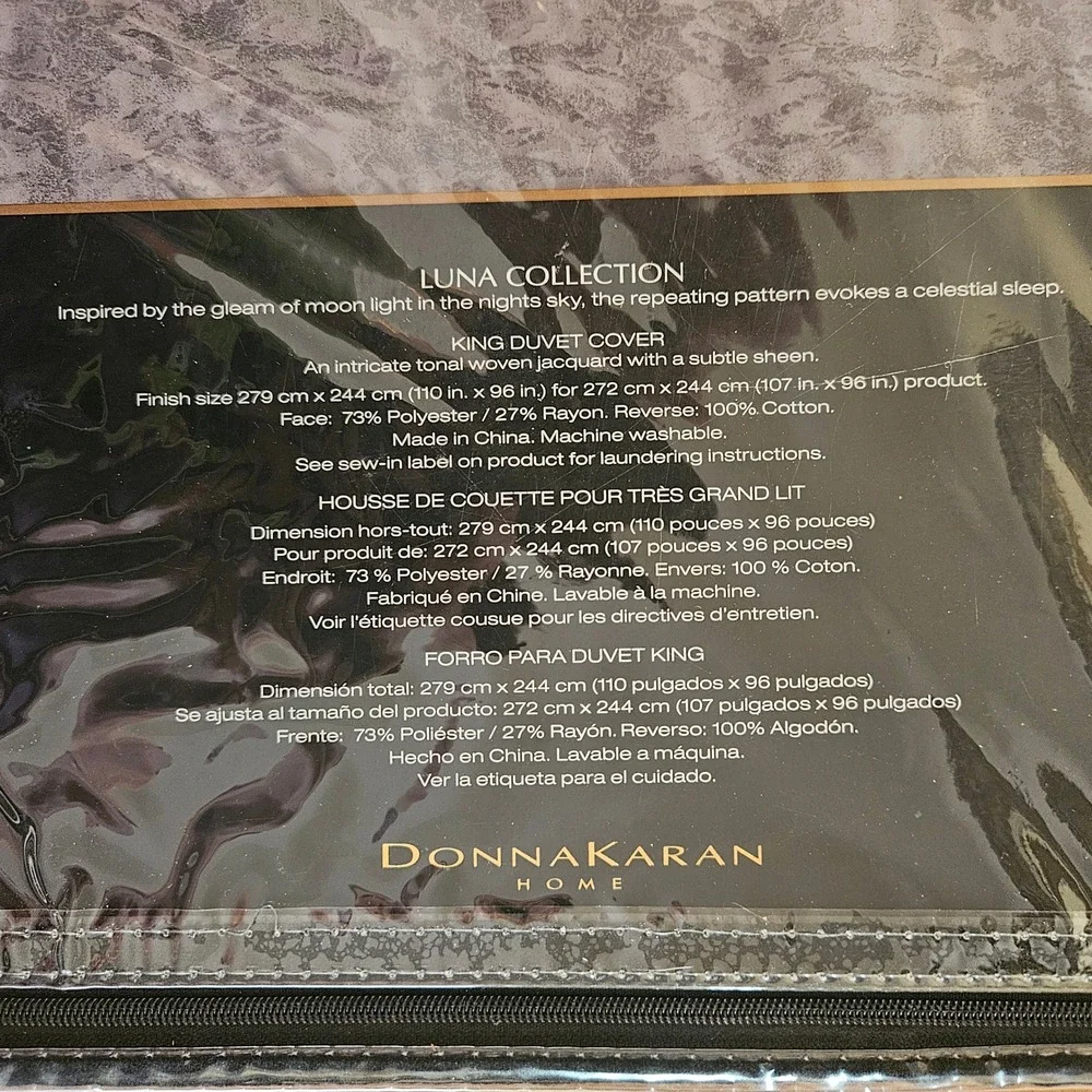 Donna Karan Home Luna Collection KING Duvet Cover Silver Gray Jacquard Woven
